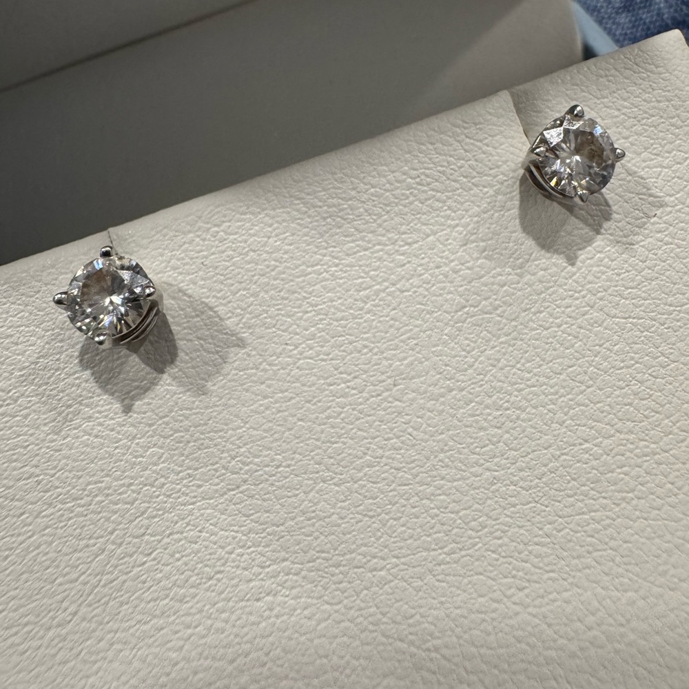 Charles & Colvard White Gold Stud Earrings - Picture 5 of 14
